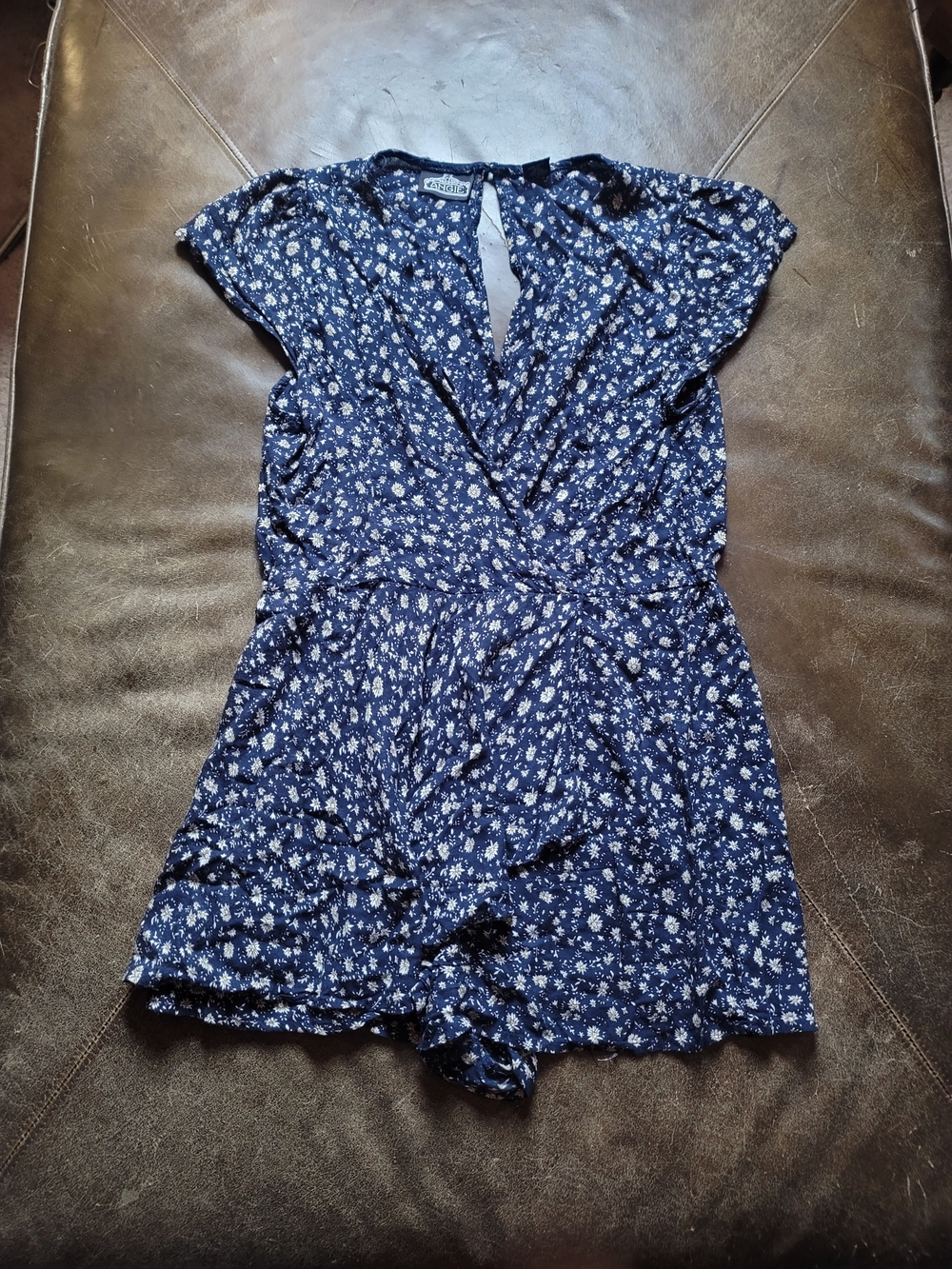 Angie Navy Floral Romper with Cream Print